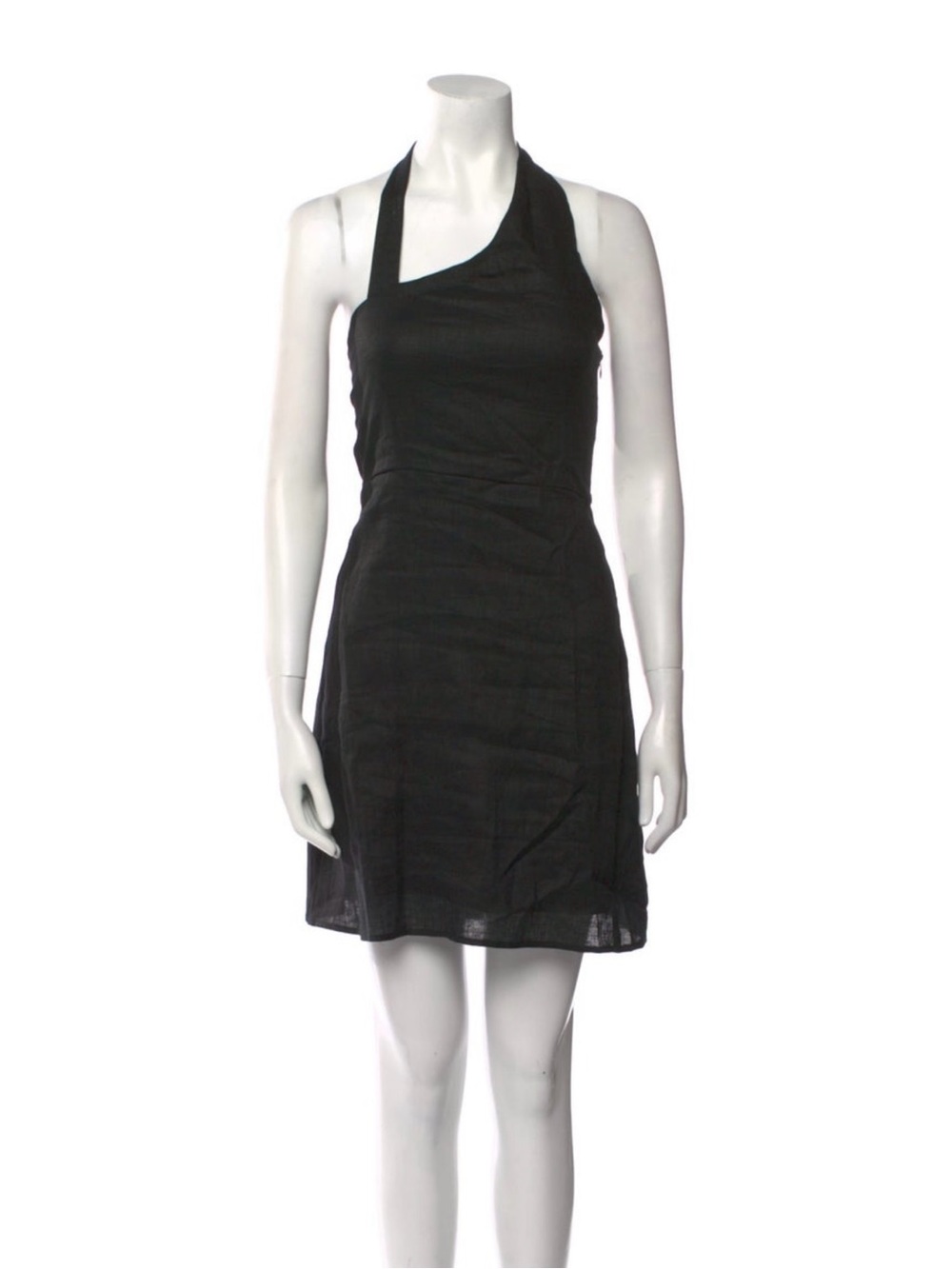 DISSH Black One-Shoulder Linen Dress